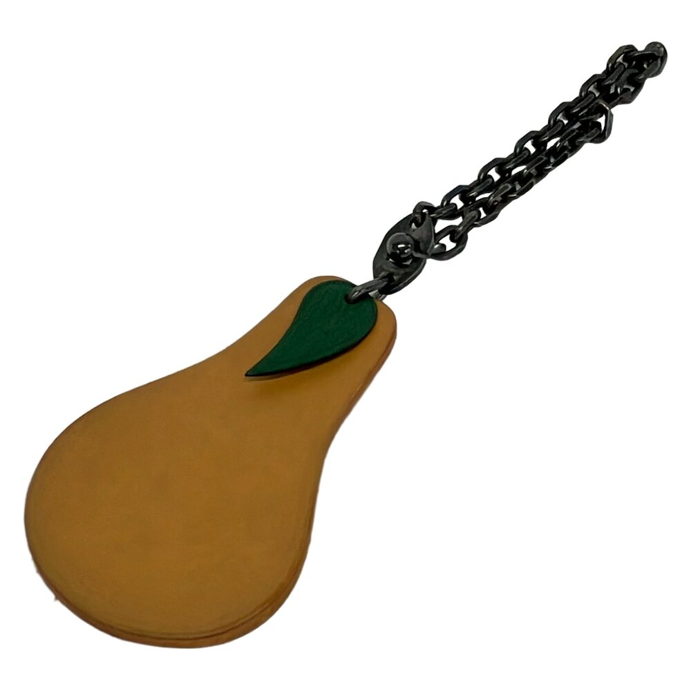 Hermès Fruit Bag Charm Bag Charm Light Brown Green Silver Leather